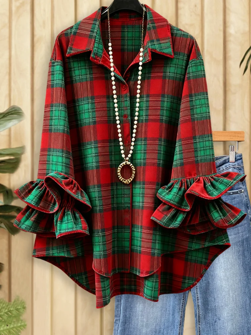 Aida | Blusa de cuadros con cierre de botones