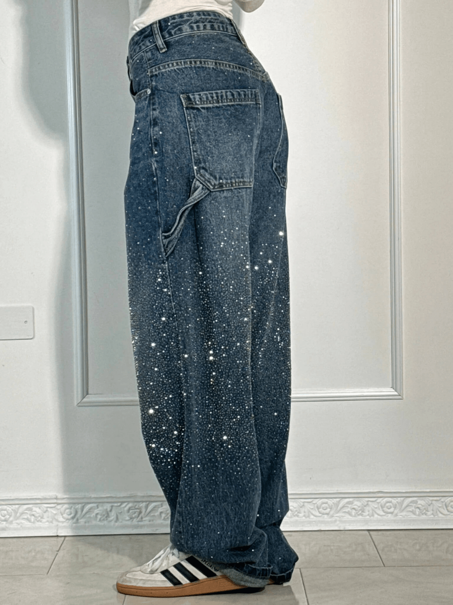 Noa™ | Jeans de Carpintero con Globo y Brillos